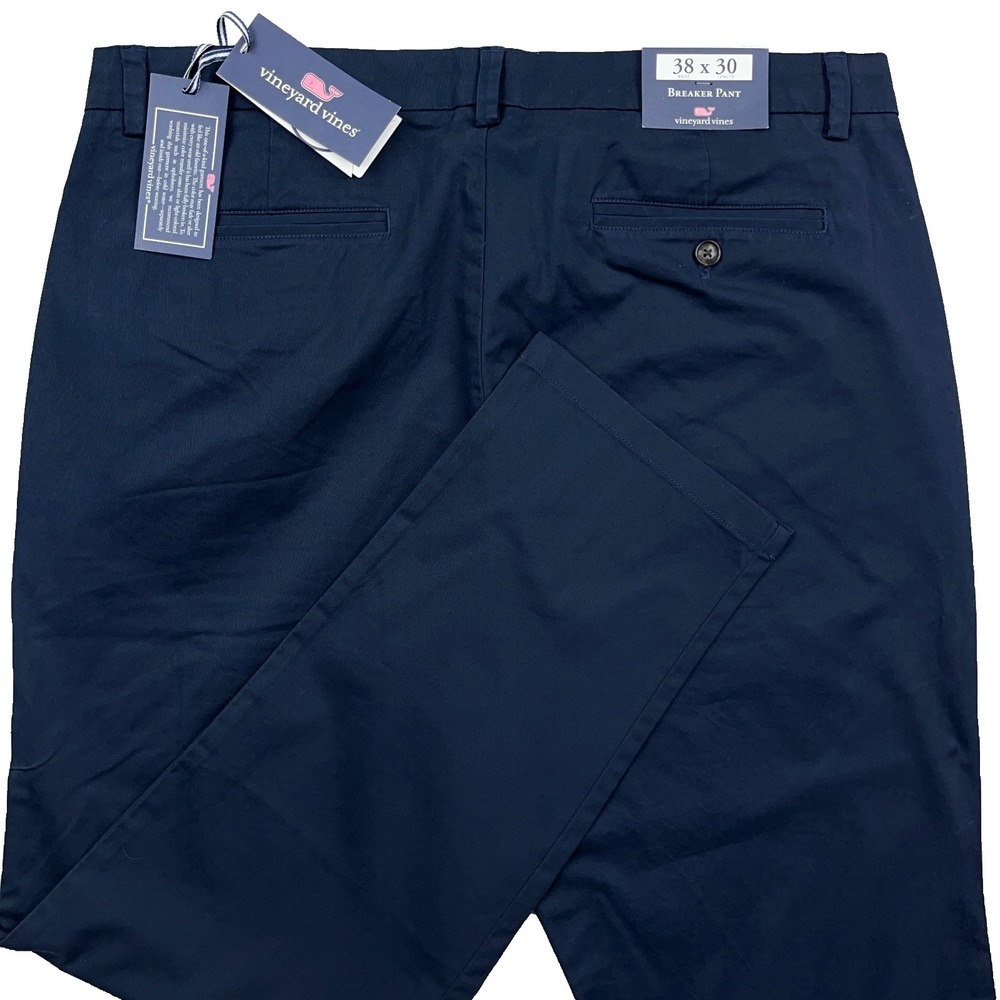 Vineyard Vines Breaker Pants Men 38x30 Navy Blue Chino Cotton Dress Slacks